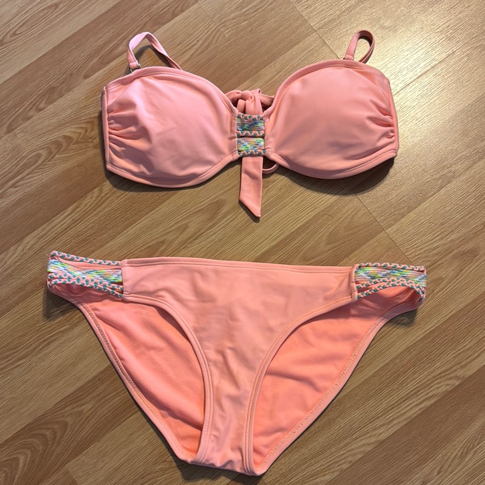 Xhilaration Peach Bikini Set with Lace Trim